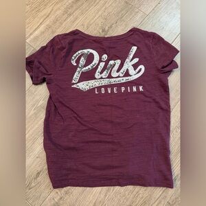 VS PINK Sequin Logo T-Shirt top medium